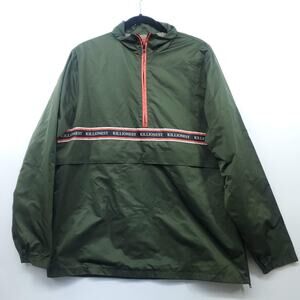 Killion Anorak Windbreaker Jacket Mens Large Olive Half Zip Pockets Long Sleeve